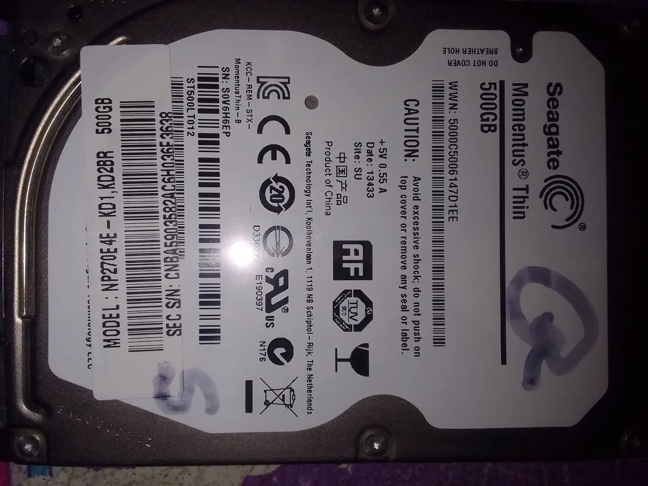 Hd de notebook 500gb seagate Slim