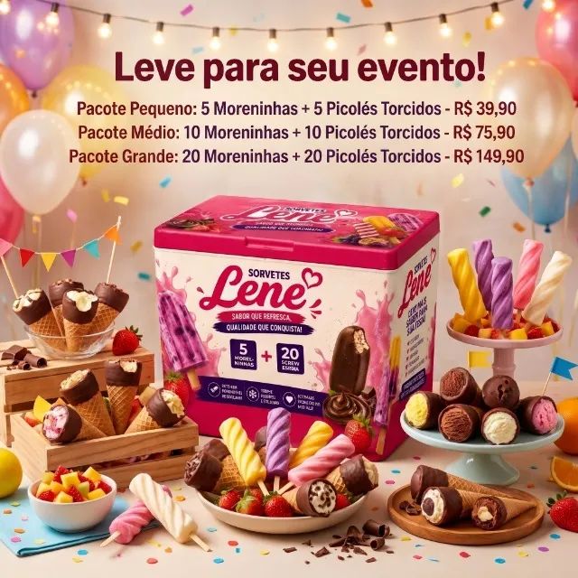 Sorvetes para Festas e Eventos - Pacotes com Moreninhas e Picolés