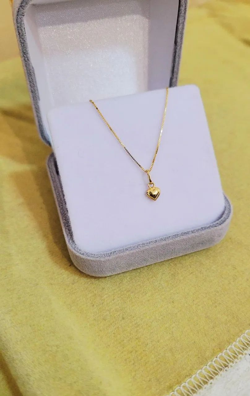PROMO! Gargantilha Pingente Coração em Ouro - Foto 2