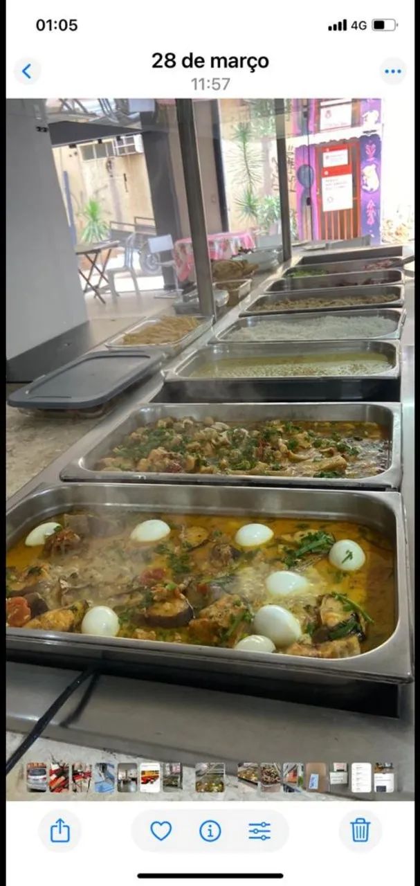 Ilha quente com 10 cubas e bancada mármore 
