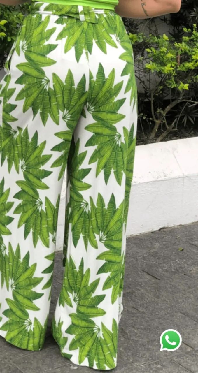 Calça pantalona leque de palmeiras FARM - Foto 2