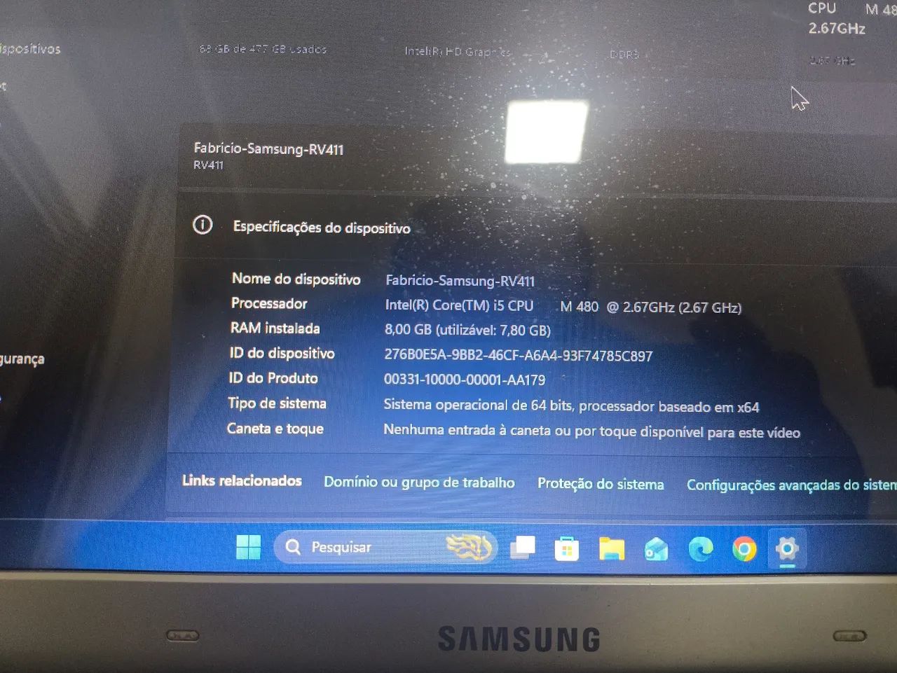 Notebook Samsung RV411 I3 512ssd / 8gb Ram