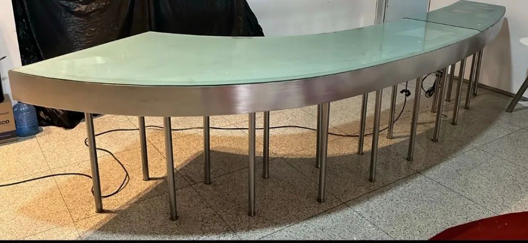BALCÃO PARA RECEPÇÃO EM VIDRO E AÇO ESCOVADO - Foto 3
