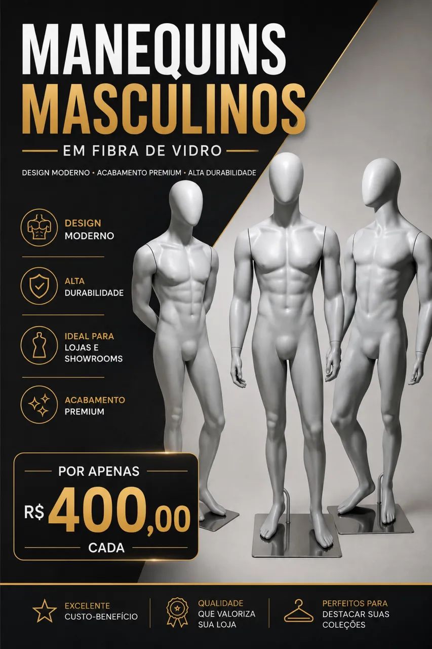 Manequim Fibra de Vidro Masculino 