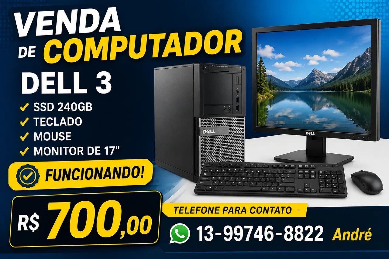 VENDE-SE COMPUTADOR DELL 3