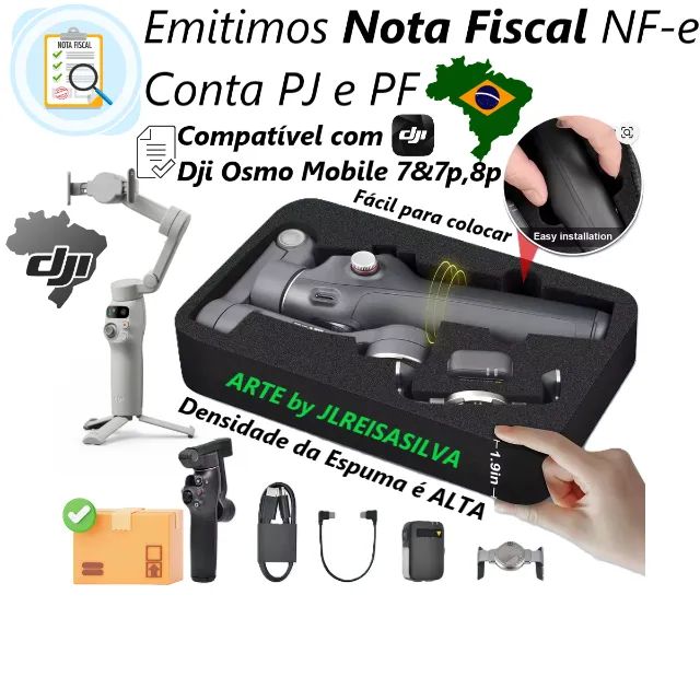 1 Bolsa Case pro Estabilizador de Imagens & Video Dji Osmo Mobile 7&8 (7,7p,8p) Bag Estojo - Foto 2