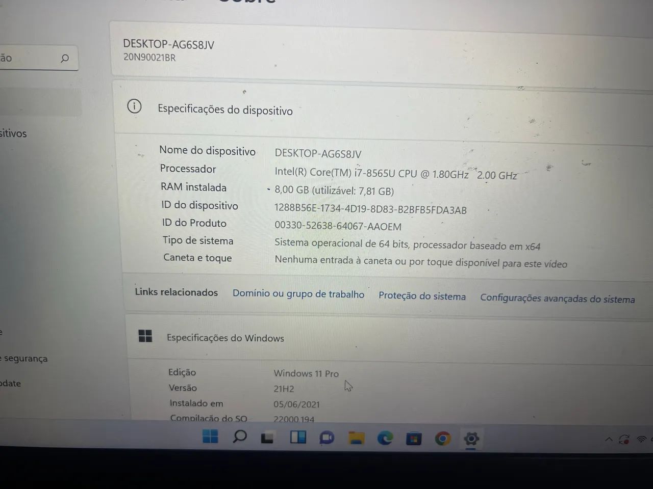 NOTBOOK i7 8 geração 