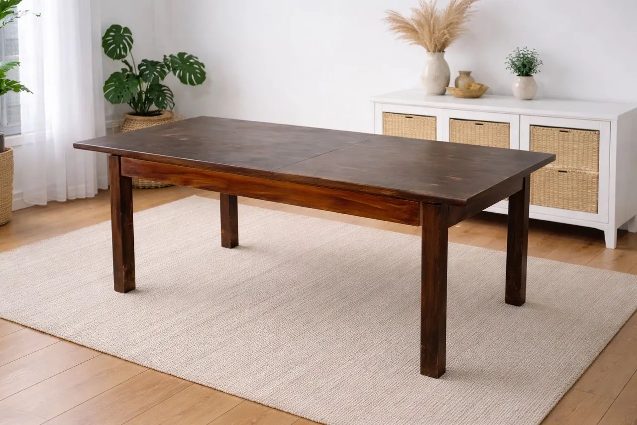 Mesa de jantar em madeira maciça extensível (super resistente)