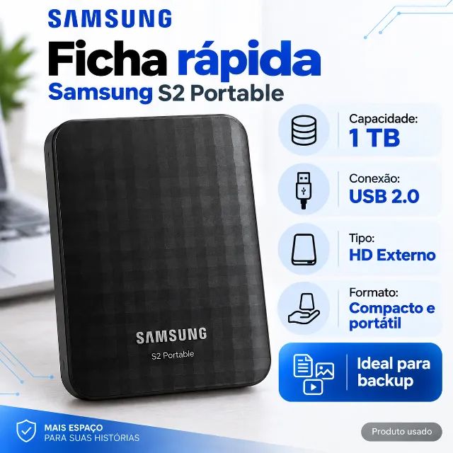 HD Externo Samsung S2 Portable 1TB - Foto 2
