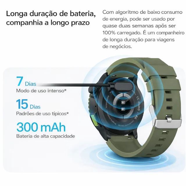 Smartwatch Redondo Bateria Longa Duração Corrida Strava Ios Android Amoled - Foto 3