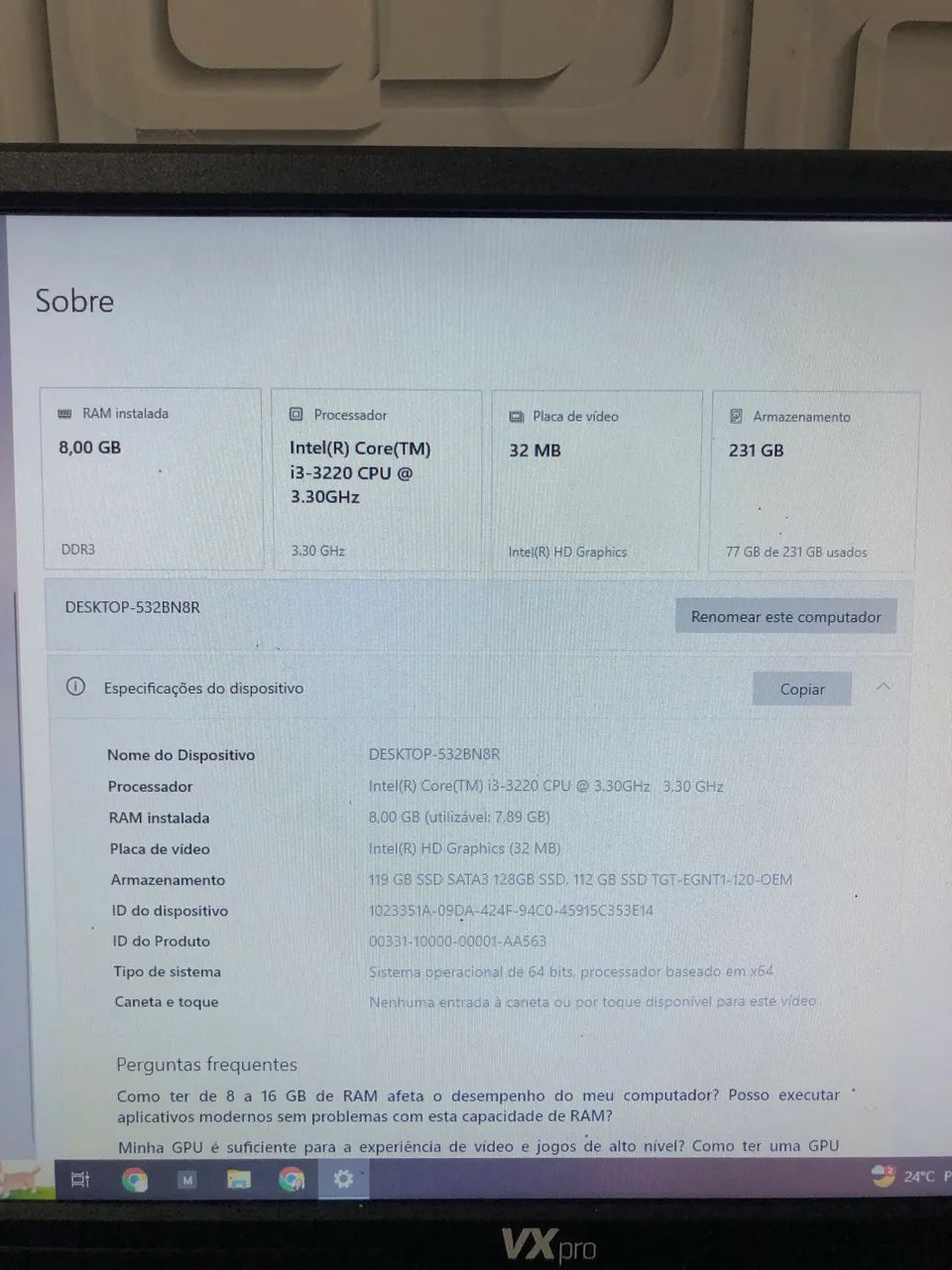 Pc completo com teclado e mouse e monitor - Foto 3