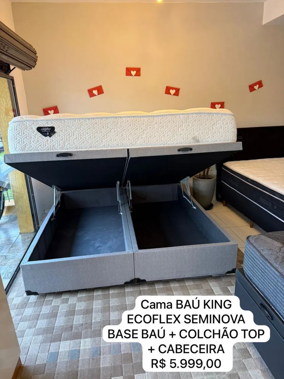 Cama box KING ECOFLEX COM BAÚ TOP - Entrego! 