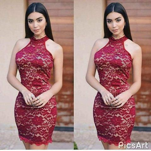 Vestido festa luxo renda vermelho e preto tam único com bojo - Foto 3