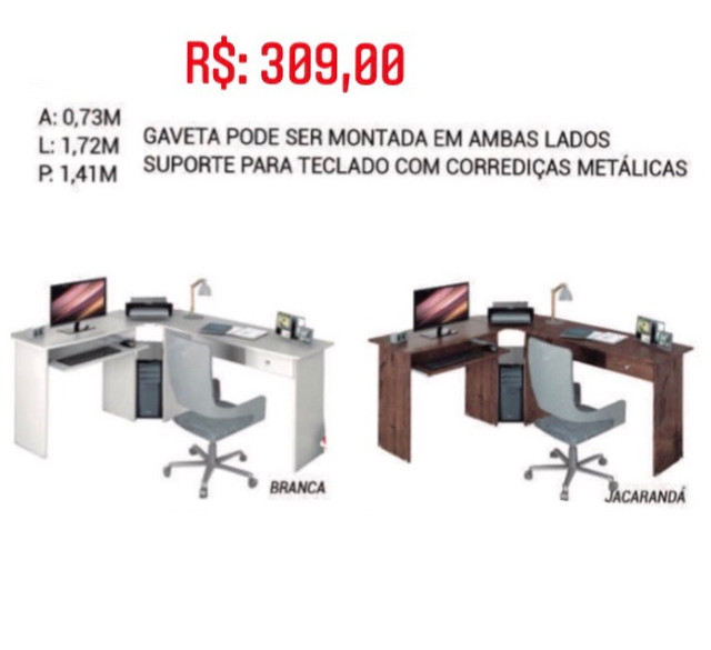 Mesa de escritório em L