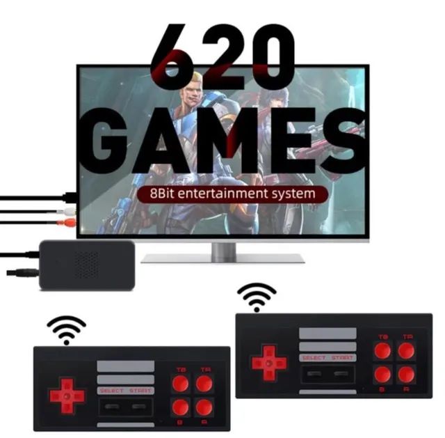 Vídeo game retrô 620 jogos com 2 controle sem fio