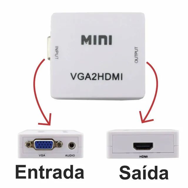 Mini conversor VGA para HDMI com conector adaptador de áudio - Foto 3