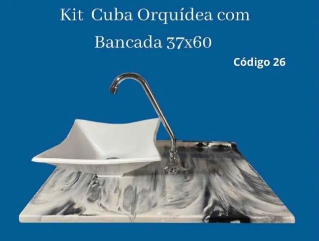 Cuba bancada Orquídea 29x29 e Bancada 37x60 no mármore sintético (s/ torneira) - Foto 5