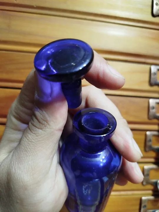 Vidro francês de farmácia/boticário azul cobalto, século XIX, antiguidade - Foto 2