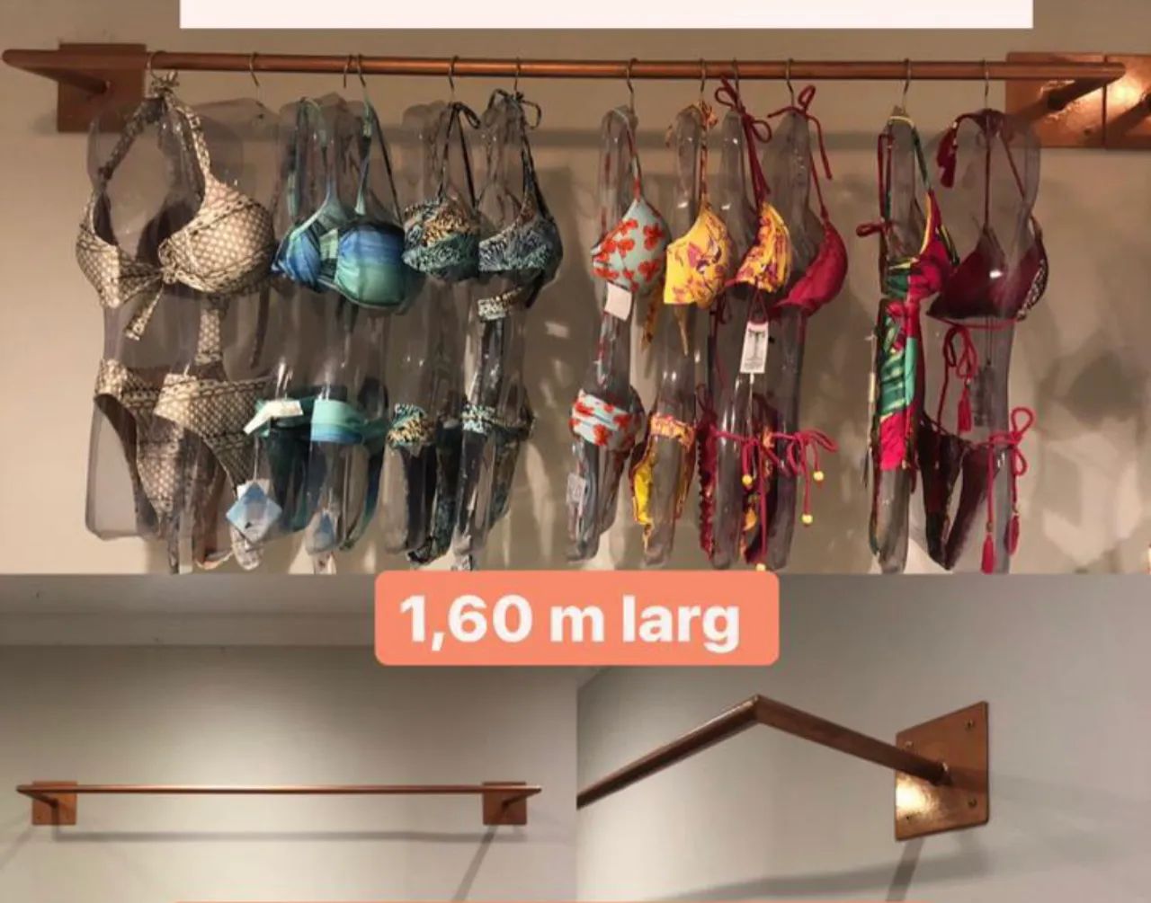 Arara fixa de parede cobre 1,60m largura - Foto 2