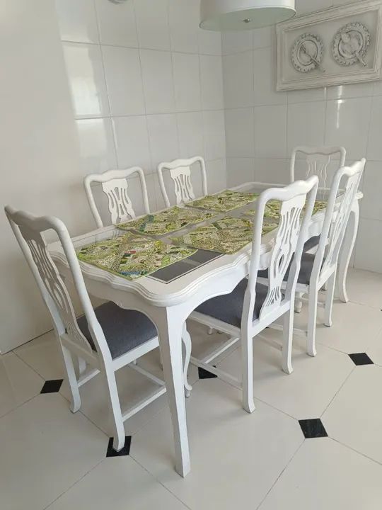 Mesa de Jantar Branca - Estilo Clássico