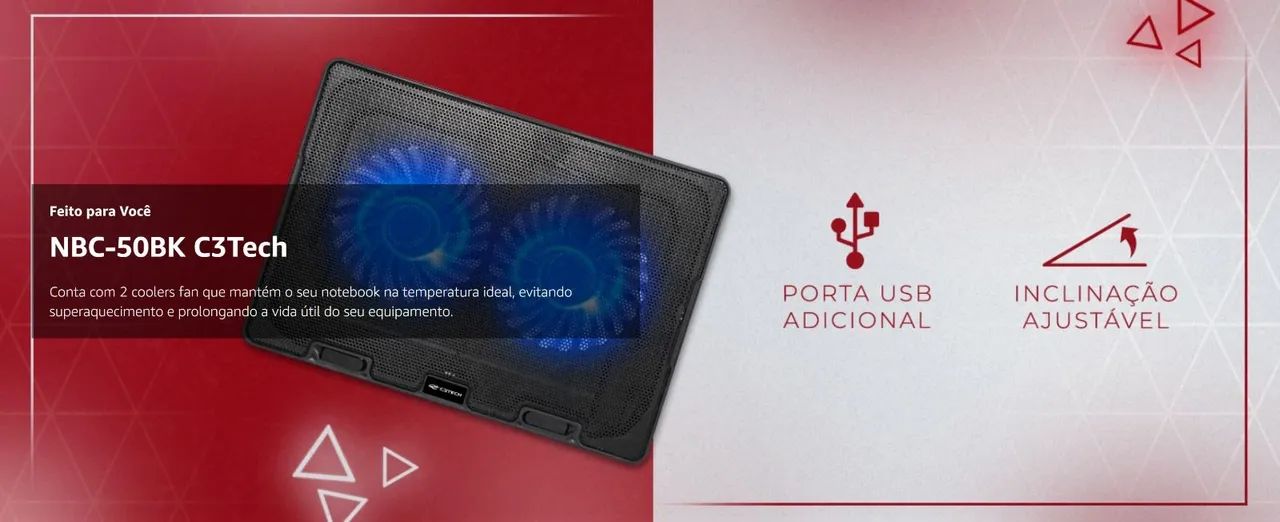 Base para Notebook 15,6 - C3 Tech com 2 Coolers - Usado em Ótimo estado - Foto 5