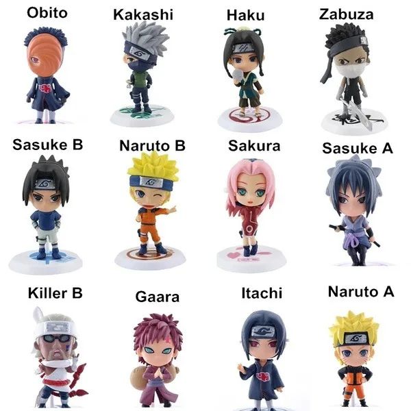Kit 12 Bonecos Naruto, Sasuke, Sakura, Obito Action Figures Pçs Naruto Shippuden Akatsuki - Foto 2