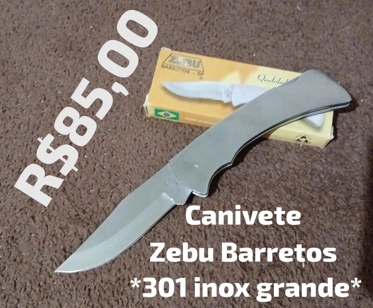 Canivete Zebu Barretos 301 Inox Grande