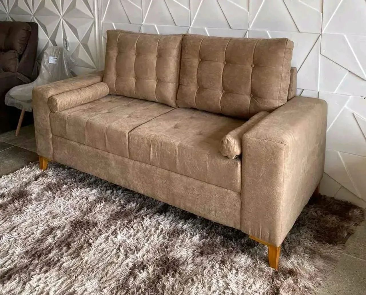 Sofá 2 lugares em suede retrô  - Foto 5
