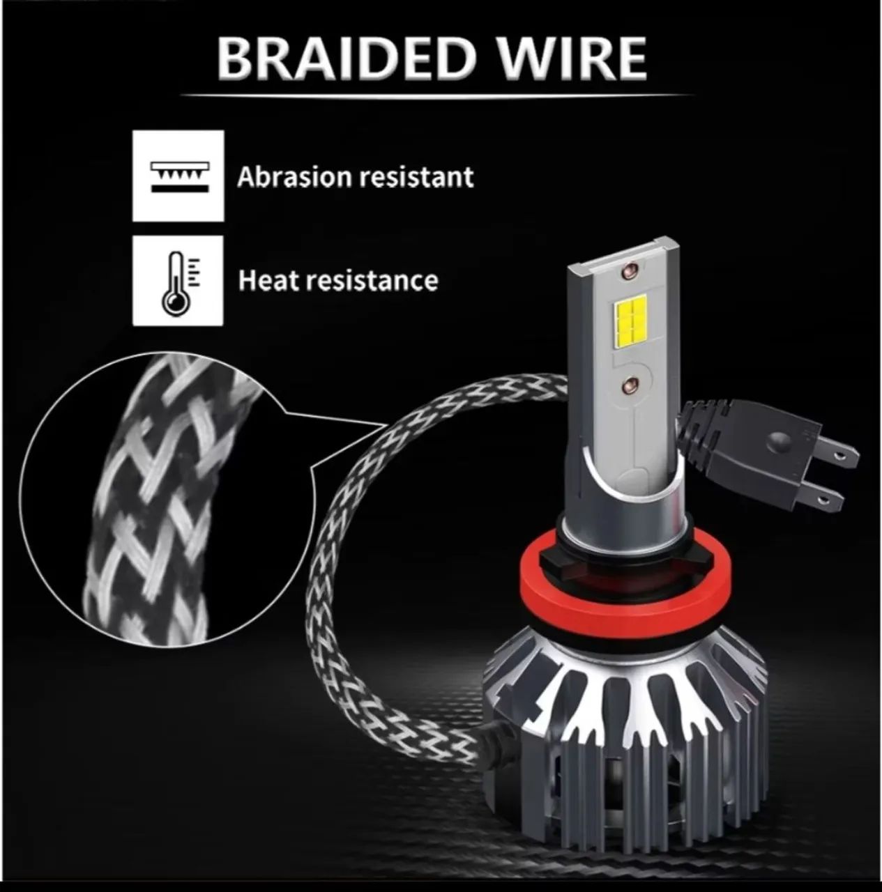 Lâmpada LED para Farol de Carro com Fio Trançado