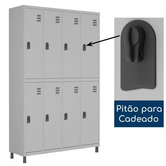 Armário de Aço 8 Portas Grandes Cinza Modelo W3 Durável Resistente 10914  - Foto 4
