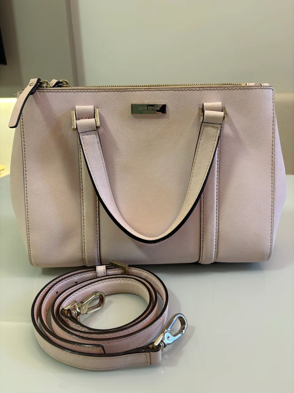 Bolsa Kate Spade couro rosa claro