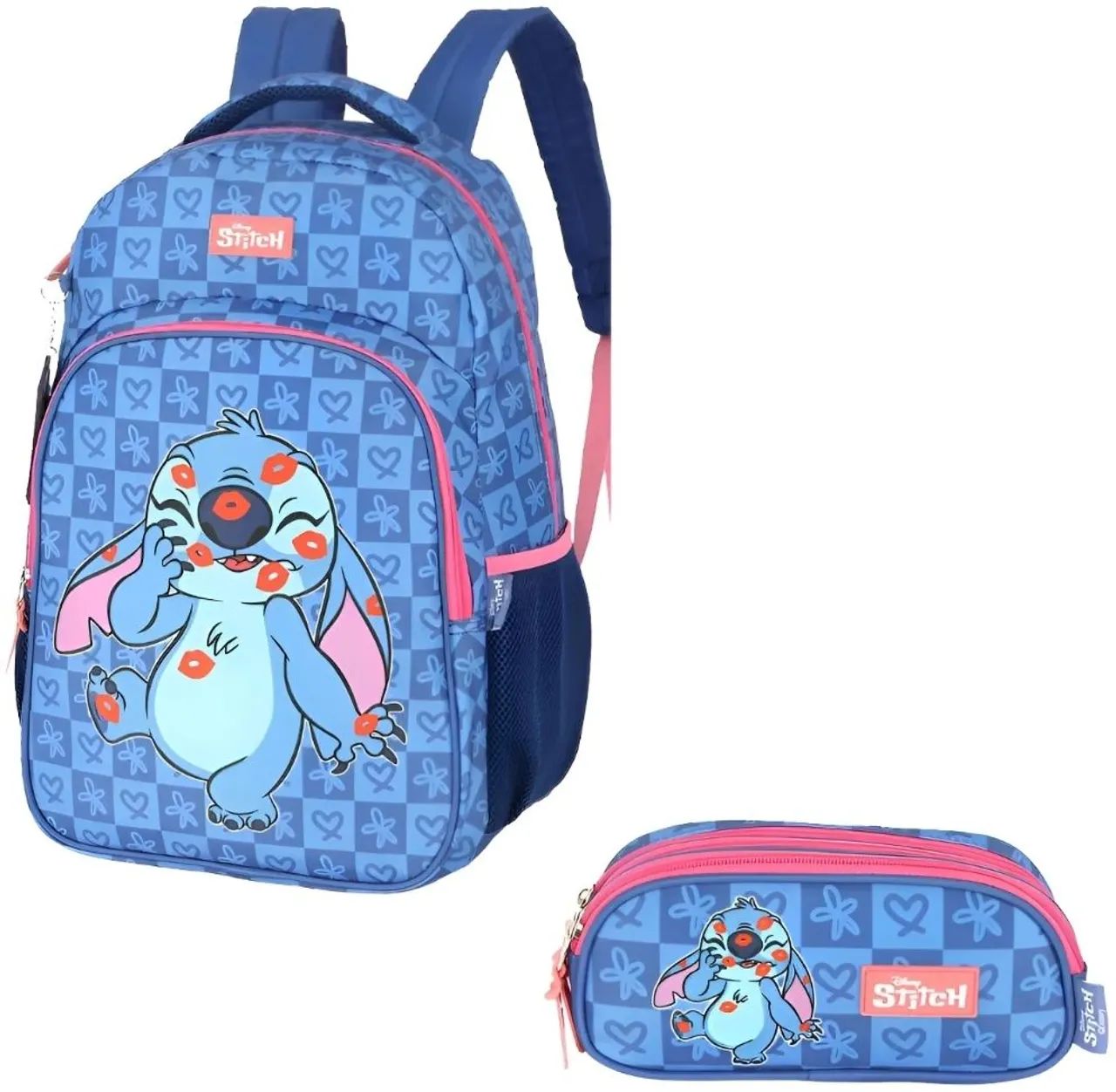 Kit Escolar Infantil Stitch - Mochila + Estojo Azul - Foto 2