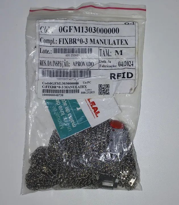 Luva de malha de aço tamanho: M