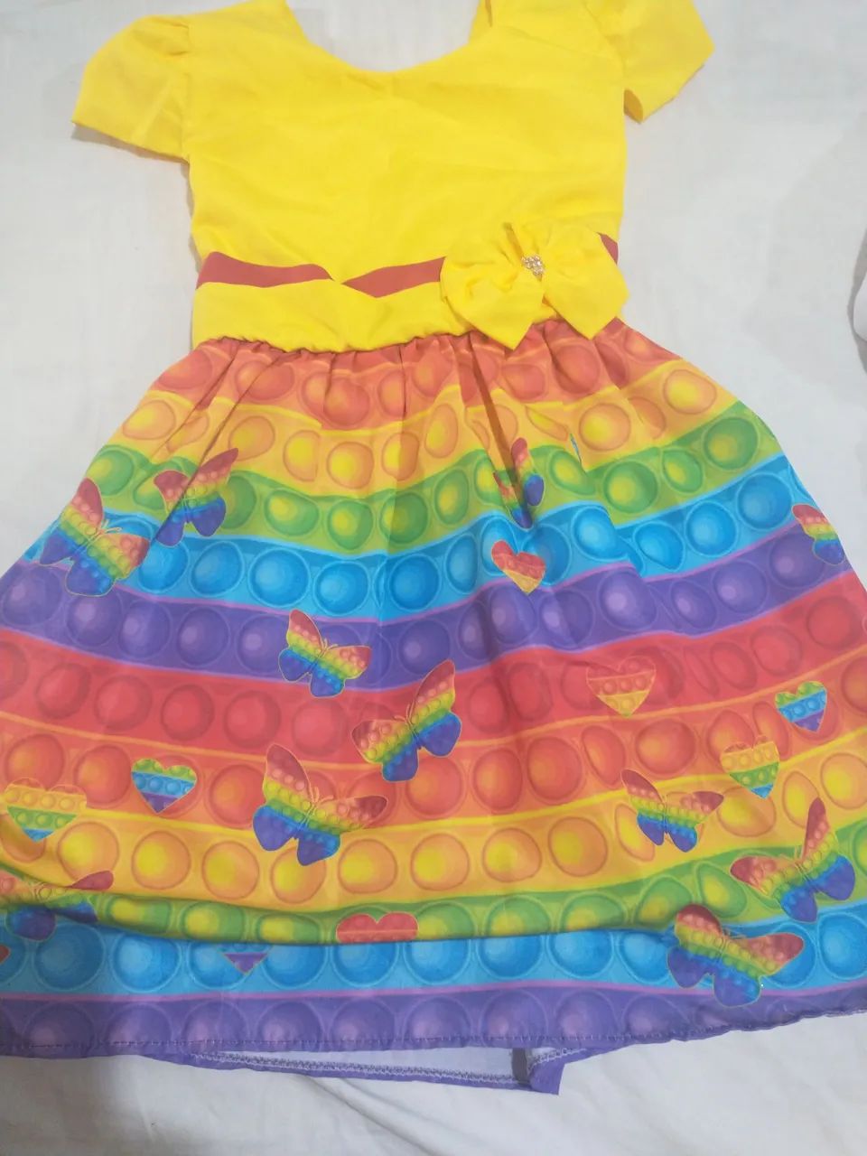 Vestido Infantil Arco-Íris Pop It - Menina