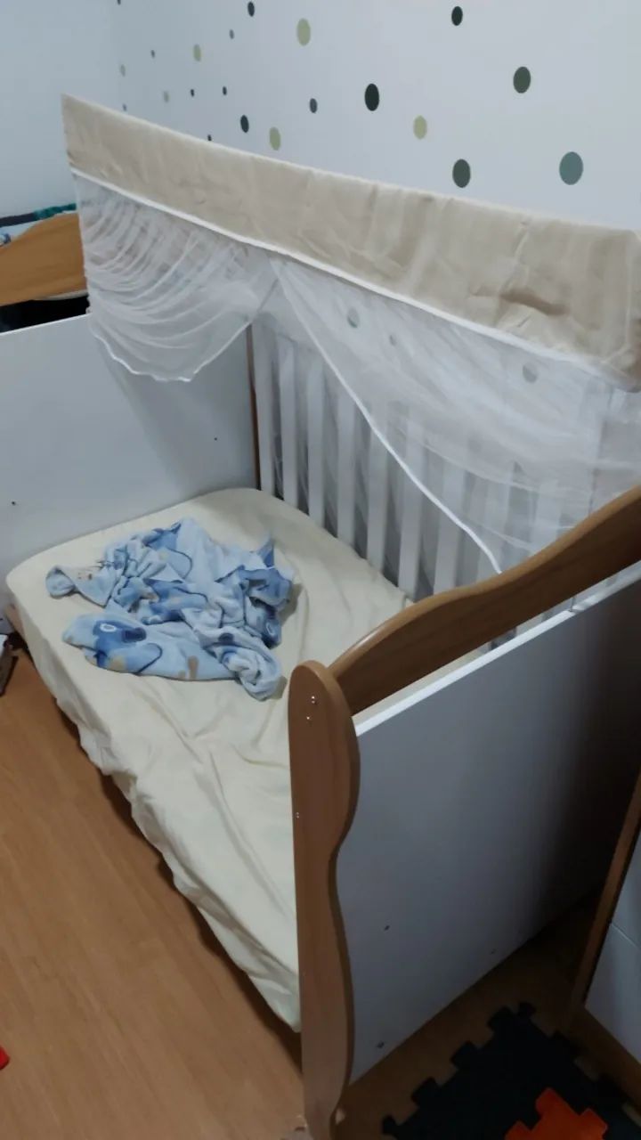 Berço 3 em 1 com rodinhas e colchao - Foto 3