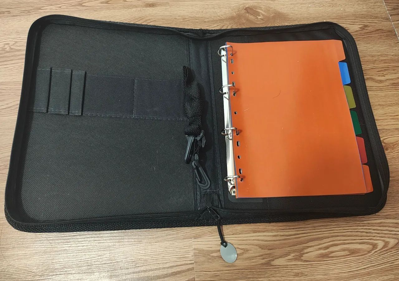 Fichário escolar/universitário ACP preto com zíper e alça.  - Foto 3