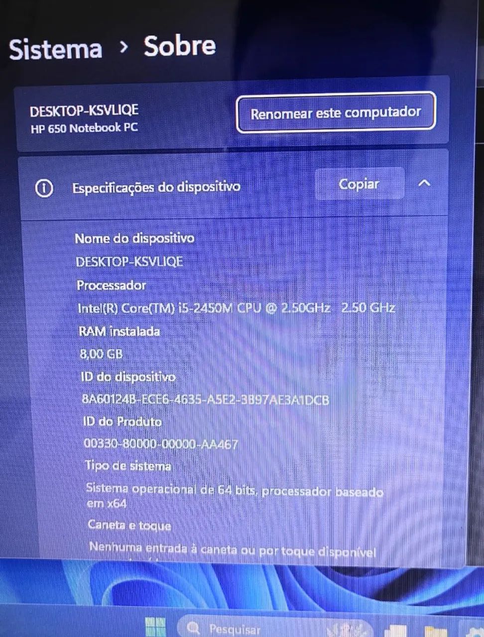 HP Notebook Core i5 8GB RAM SSD HD64308000274433123