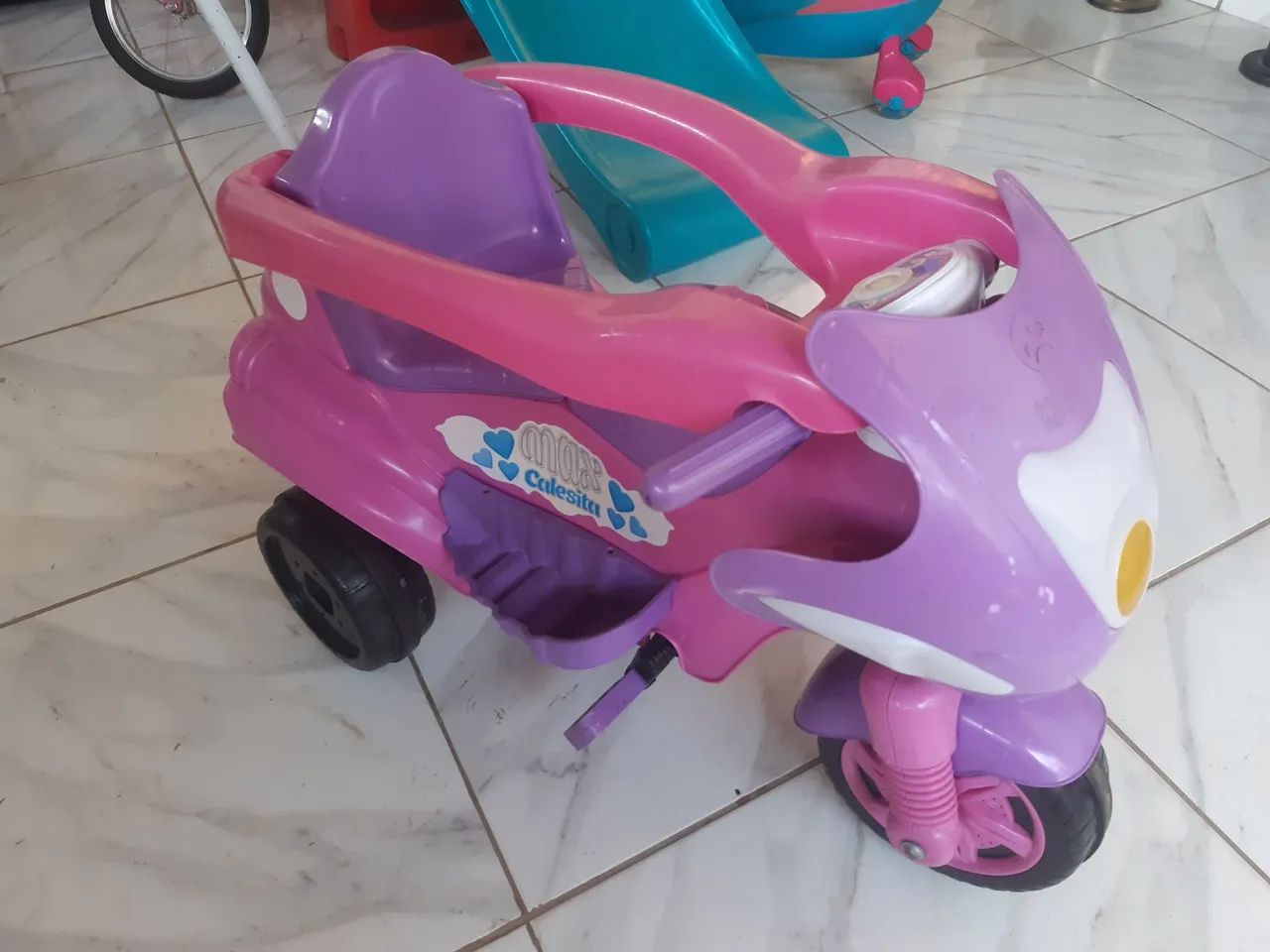 Mini Moto Infantil Calesita - Rosa e Roxa - Foto 5