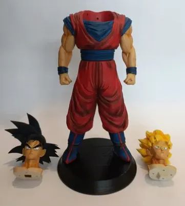 Estátua Goku Com Duas Cabeças Dragon Ball Impressão 3d - Foto 2