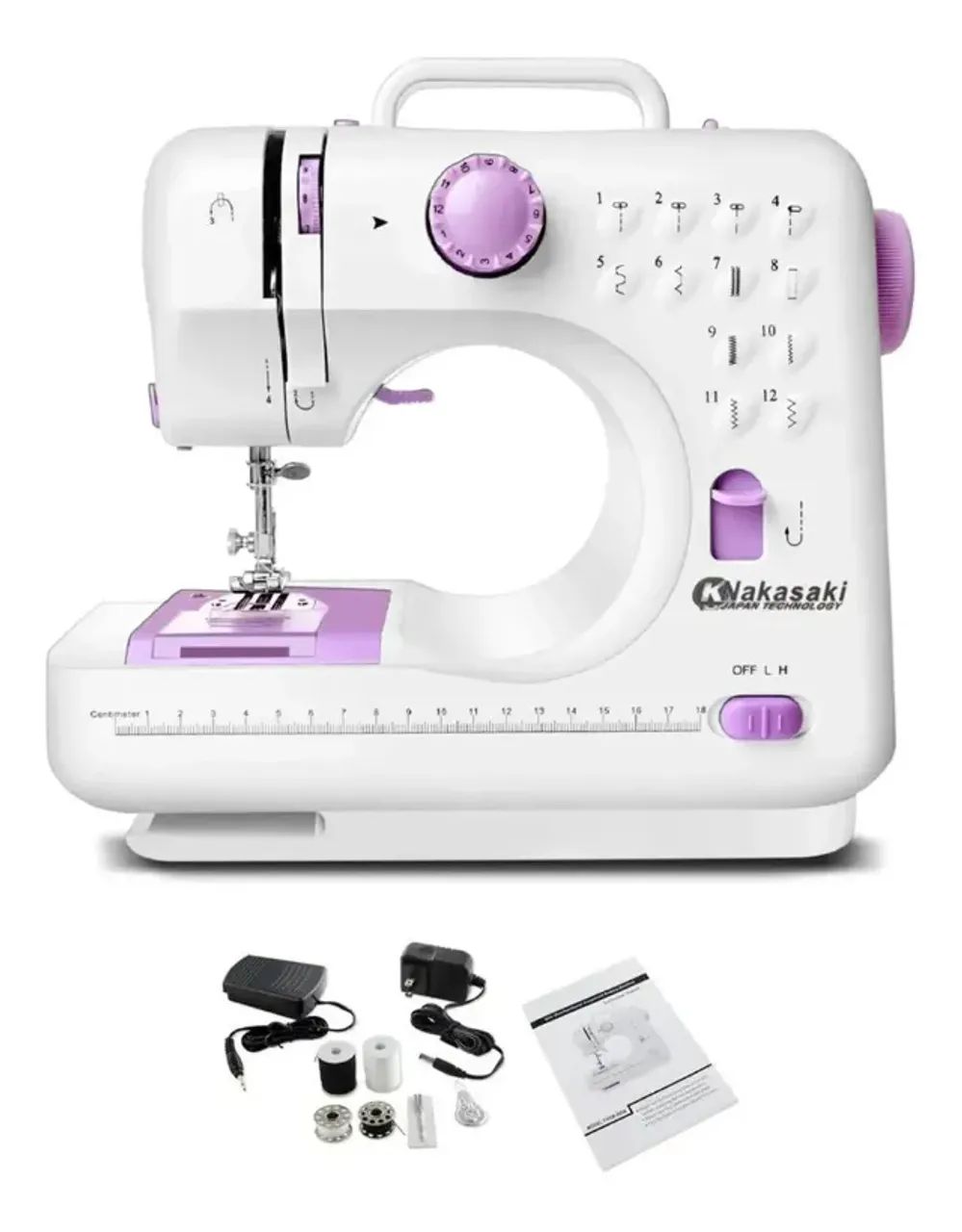 Maquina De Costura Bivolt Com Pedal Portátil + Acessórios Branco