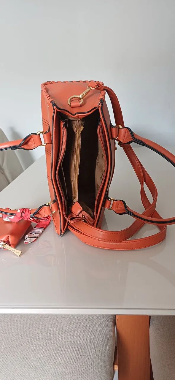BOLSA FEMININA COR TELHA - Foto 5