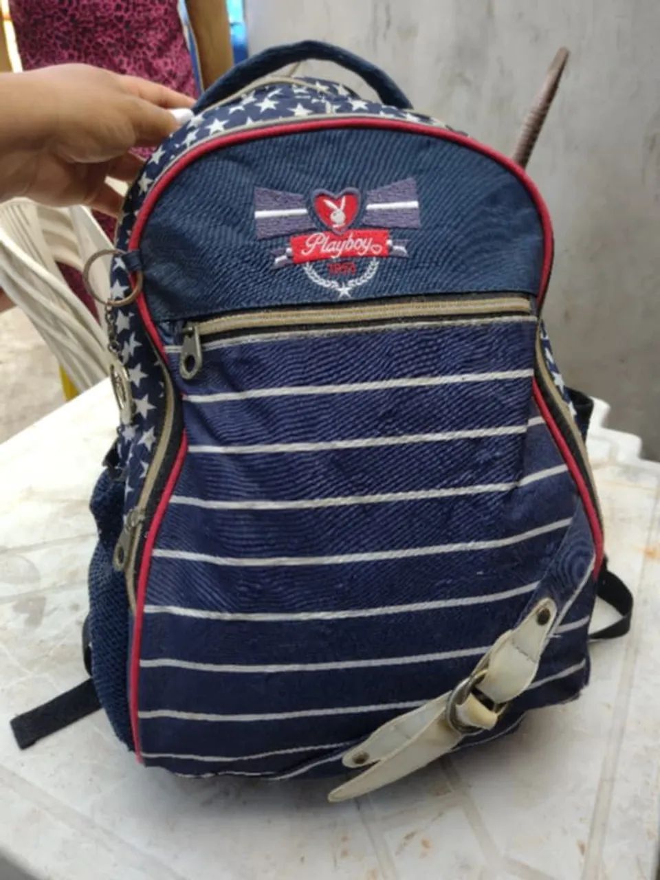 Mochila Playboy com estampa listrada - Foto 3