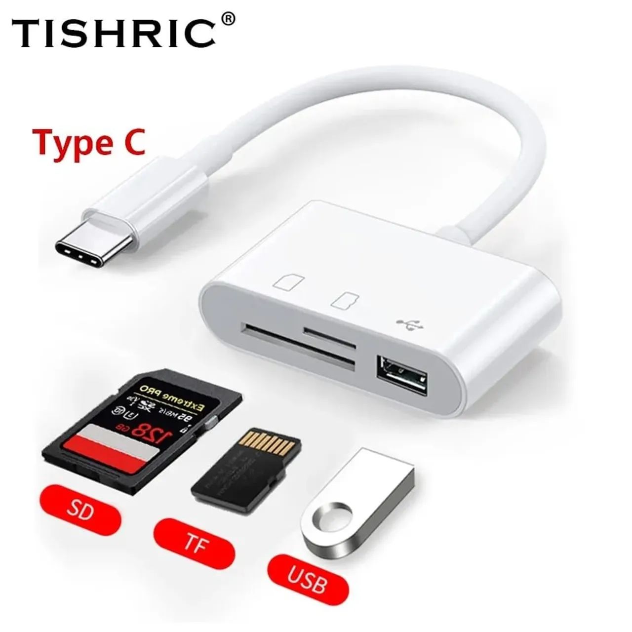 Adaptador Leitor de Cartão SD/TF/USB Tipo C - TISHIC