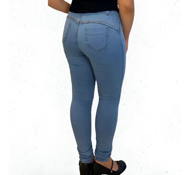 LOTE FECHADO DE 15 PEÇAS Calça Jeans Skinny Feminina Lavagem Clara Cintura Alta - Foto 2