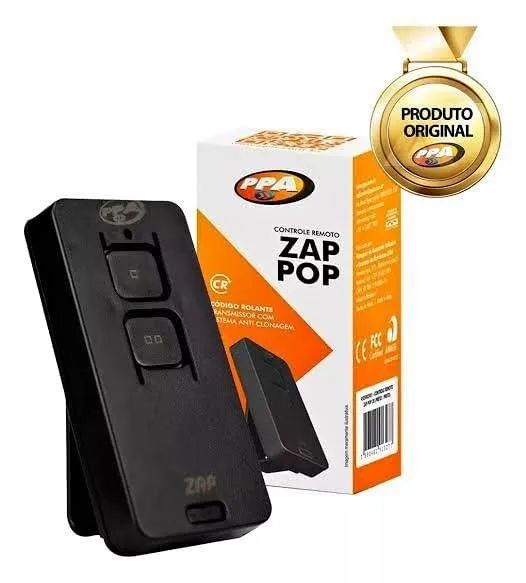 Controle Remoto Portão Eletrônico PPA Tx Zap Pop 433mhz Preto 2 Botões