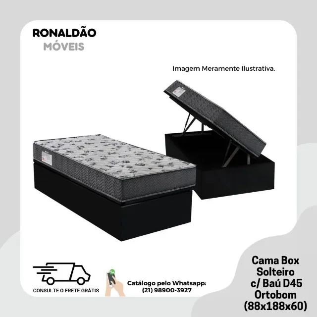 Cama Box Solteiro c/ Baú D45 Ortobom - Entrega Rápida! 