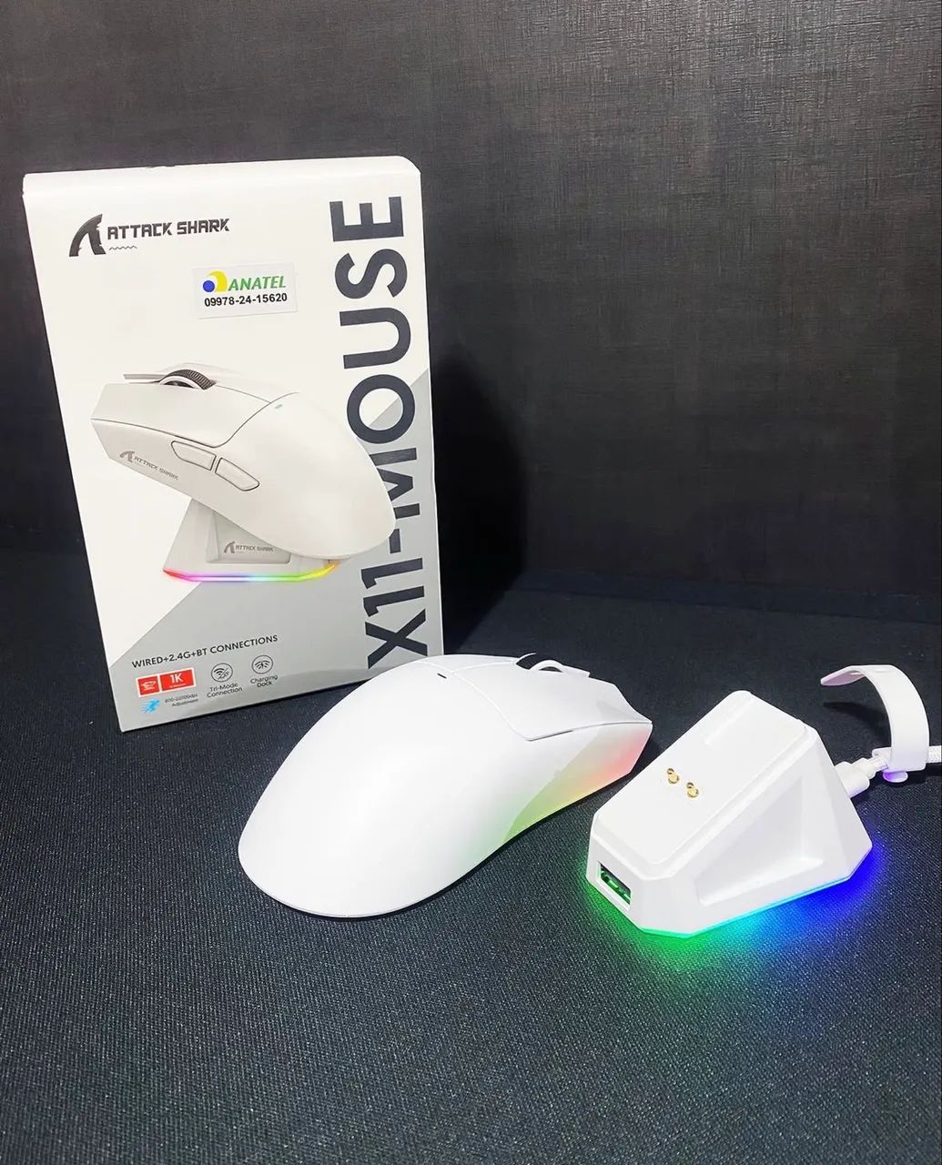 Mouse gamer Attack Shark x11 sem fio, e com base carregadora - Foto 2