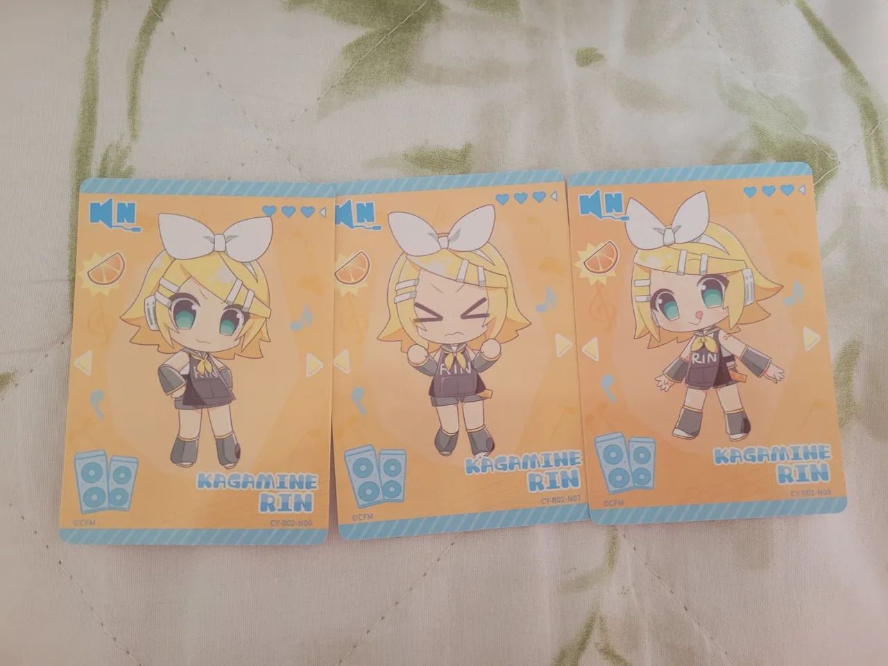 Trio de cards originais kagamine rin vocaloid chibi