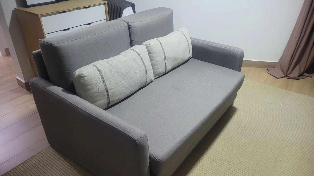 Sofá cama Herval 146cm 2 lugares Aurora linho cinza - Foto 5