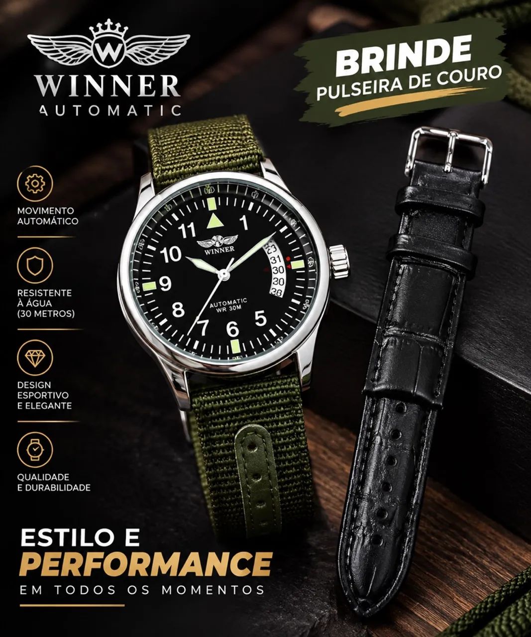 Relogio Automatico Winner 2 Pulseiras